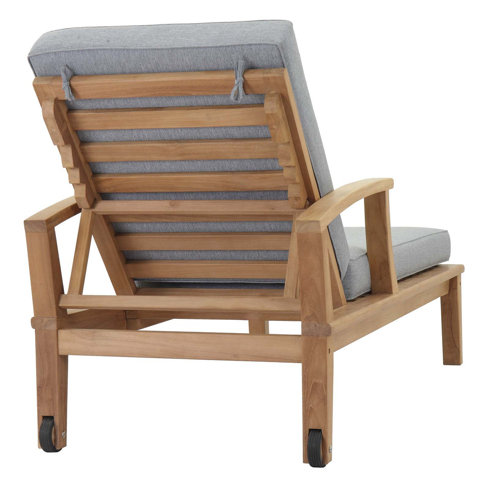 Marina Outdoor Patio Teak Single Chaise.