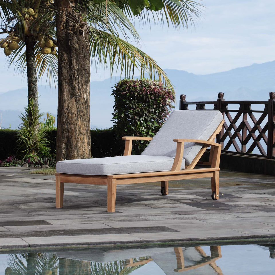 Marina Outdoor Patio Teak Single Chaise.