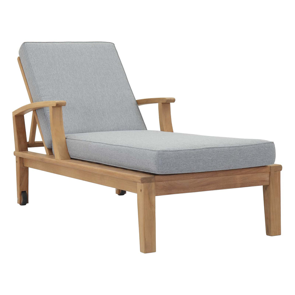 Marina Outdoor Patio Teak Single Chaise.