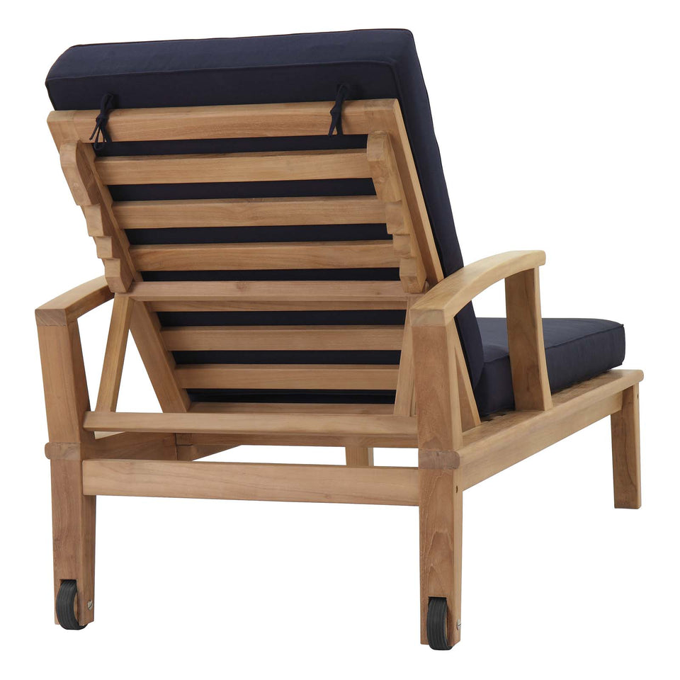 Marina Outdoor Patio Teak Single Chaise.
