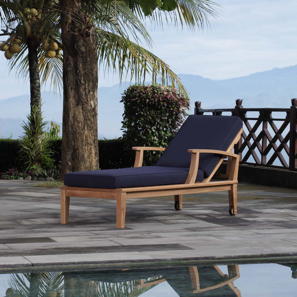 Marina Outdoor Patio Teak Single Chaise.