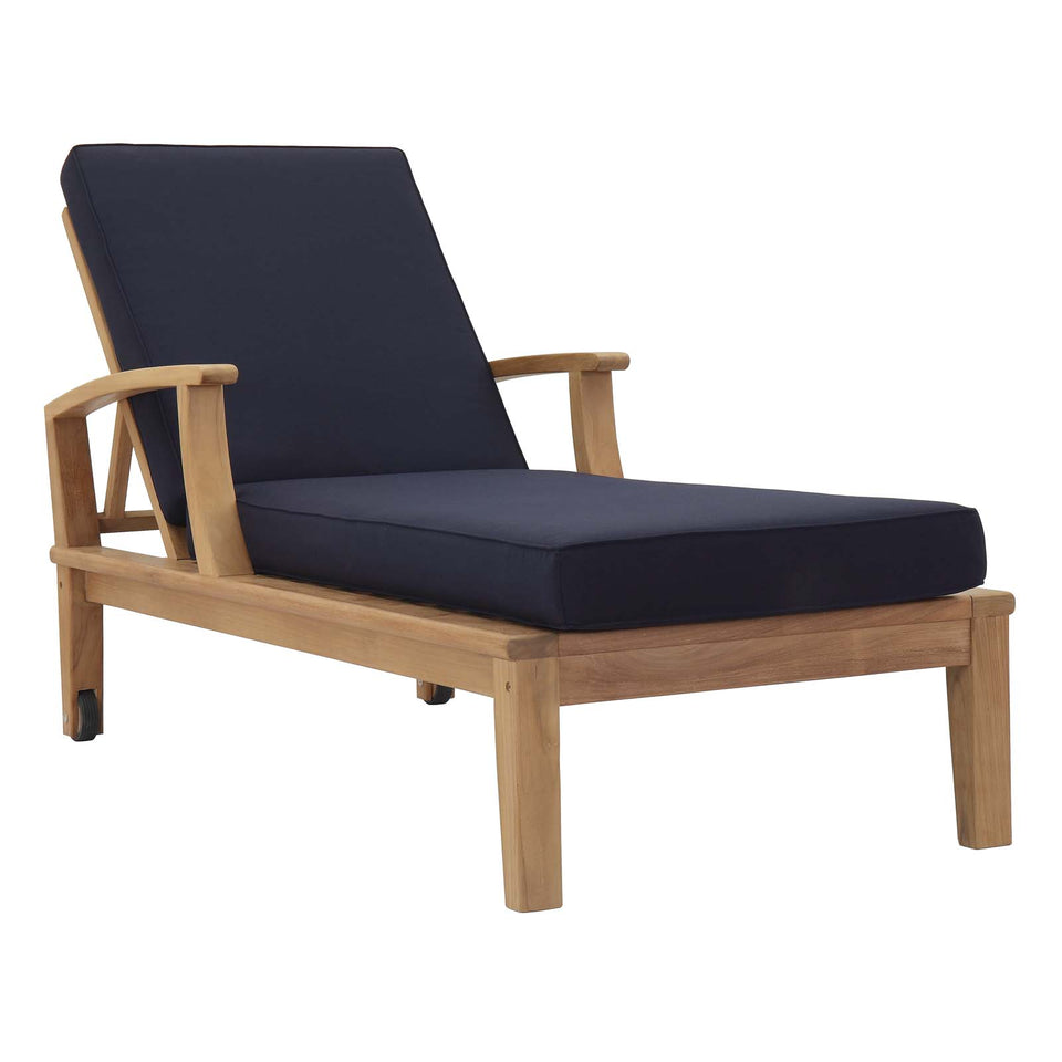 Marina Outdoor Patio Teak Single Chaise.