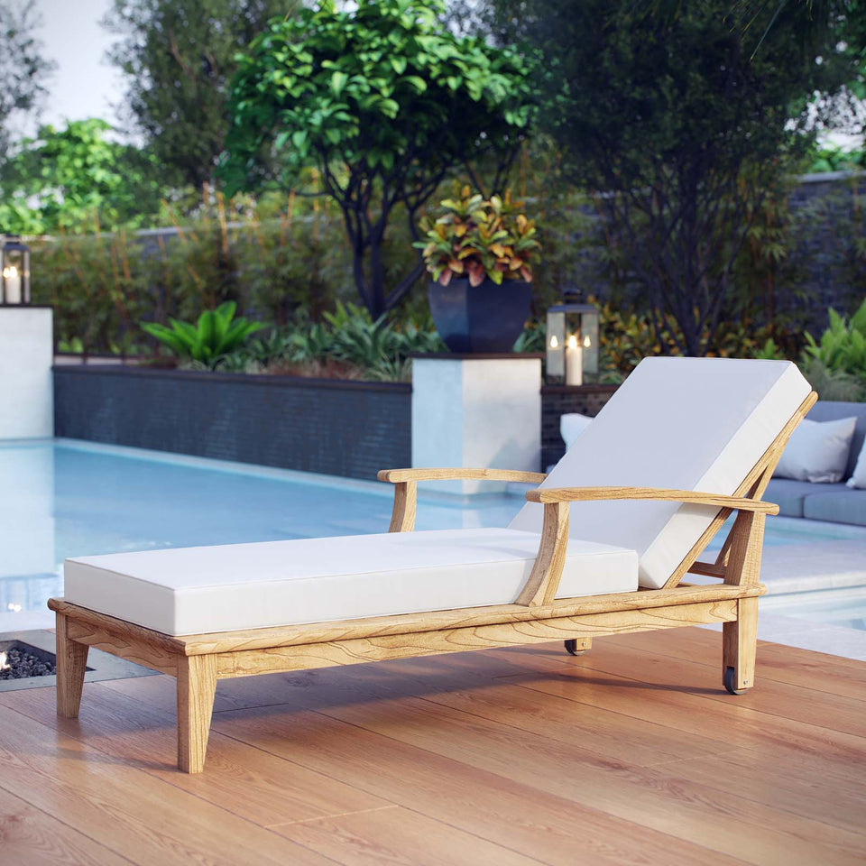 Marina Outdoor Patio Teak Single Chaise.