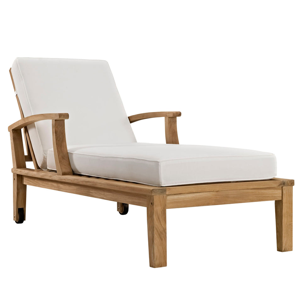 Marina Outdoor Patio Teak Single Chaise.
