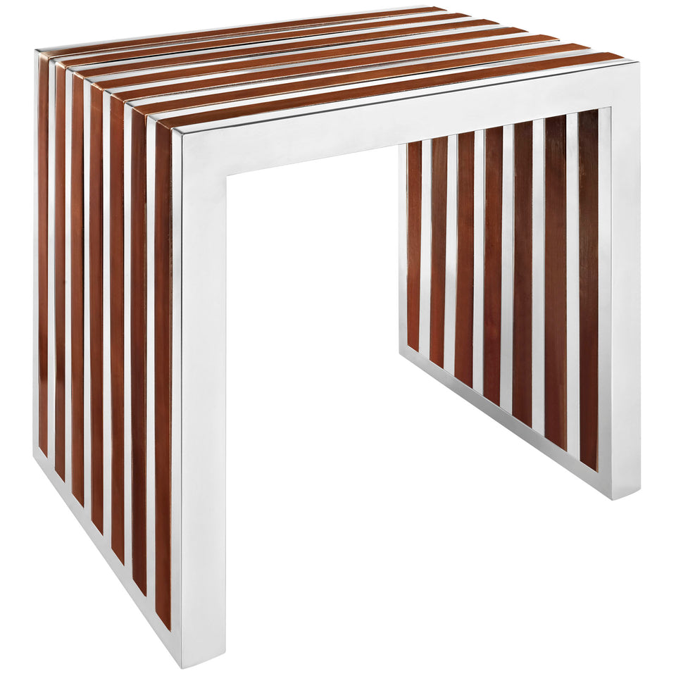 Gridiron Small Wood Inlay Bench in Walnut.