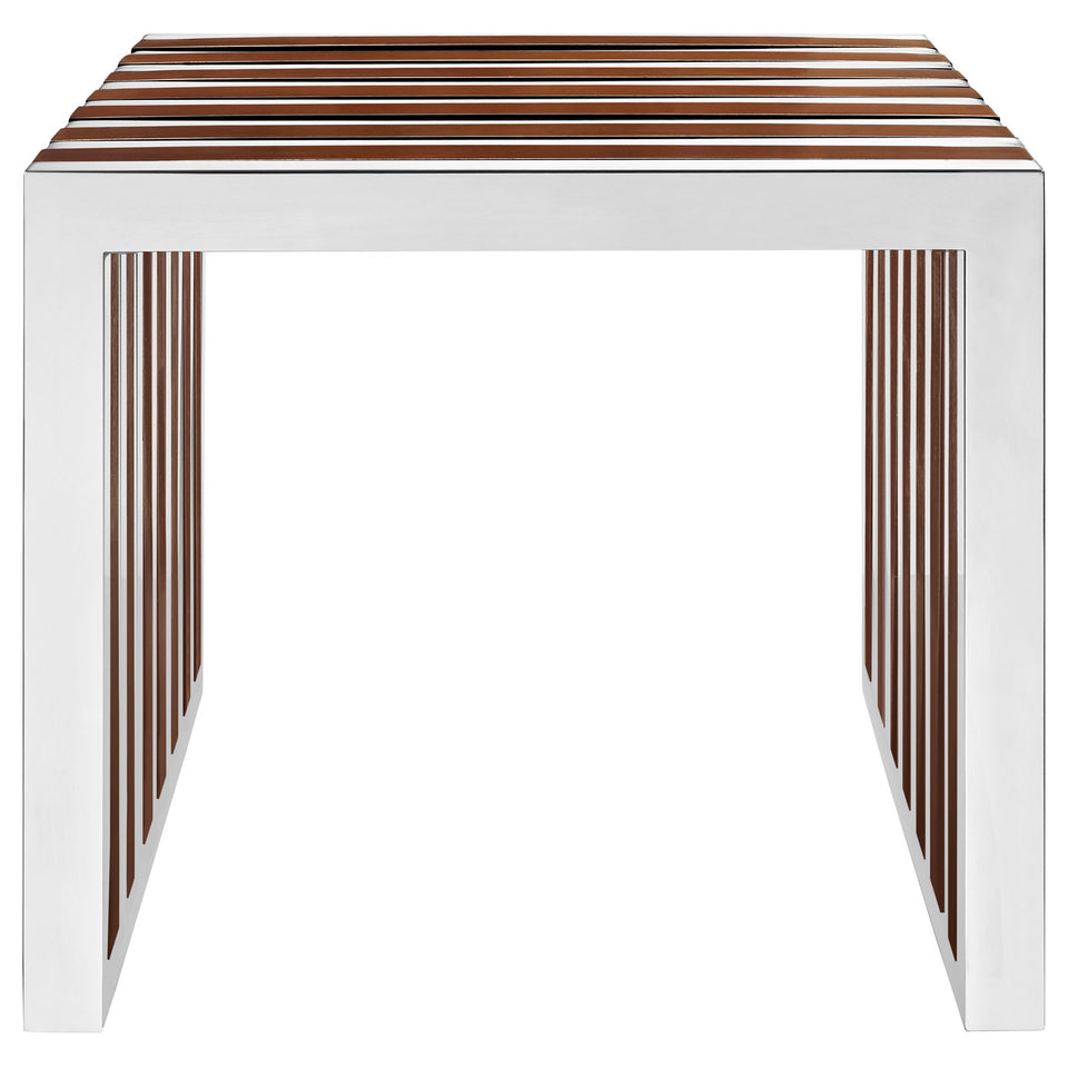 Gridiron Small Wood Inlay Bench in Walnut.