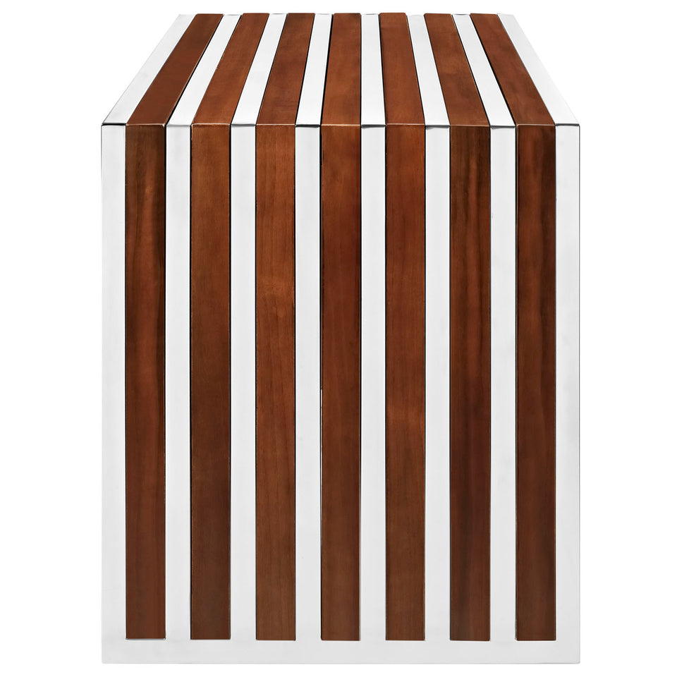 Gridiron Small Wood Inlay Bench in Walnut.