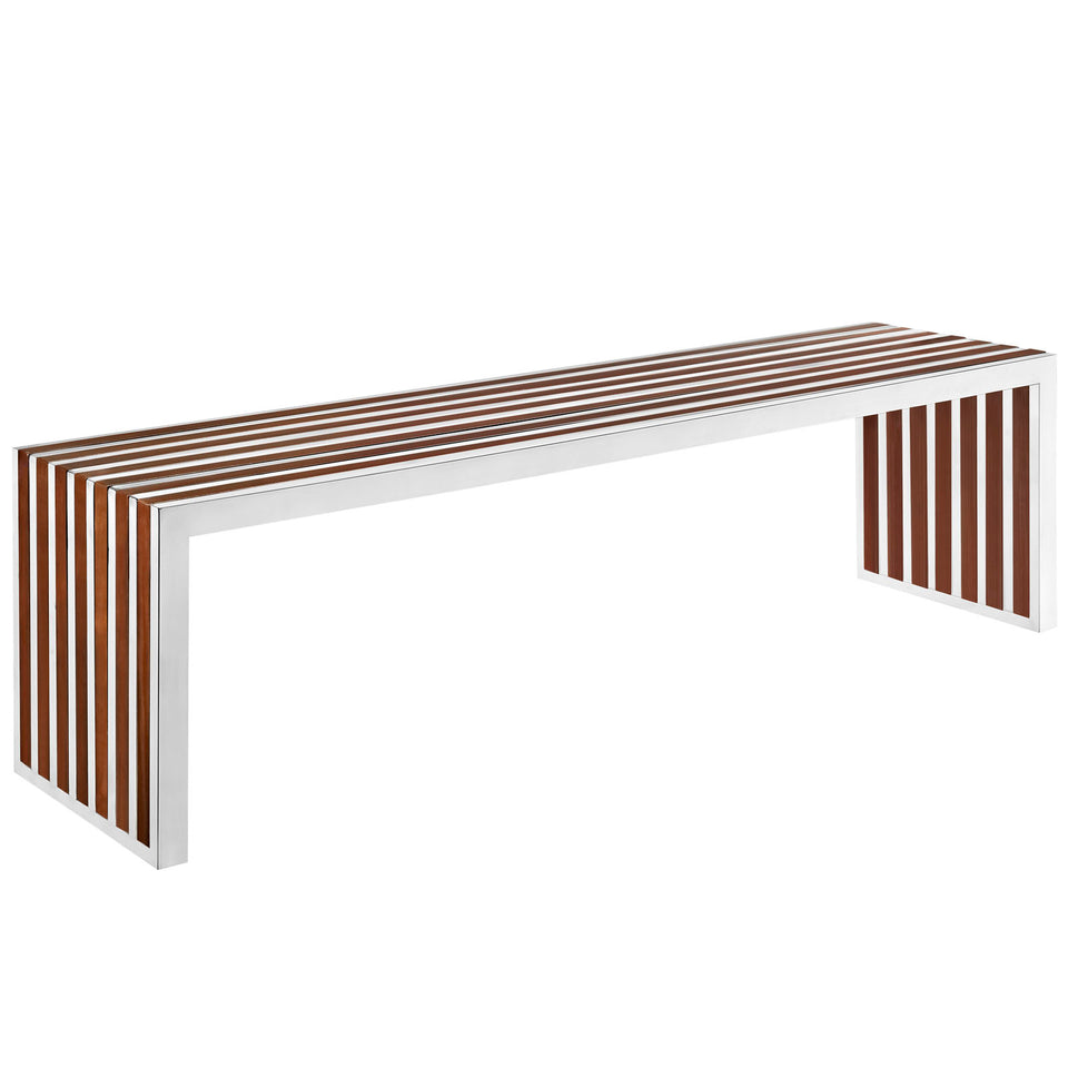 Gridiron Large Wood Inlay Bench in Walnut.