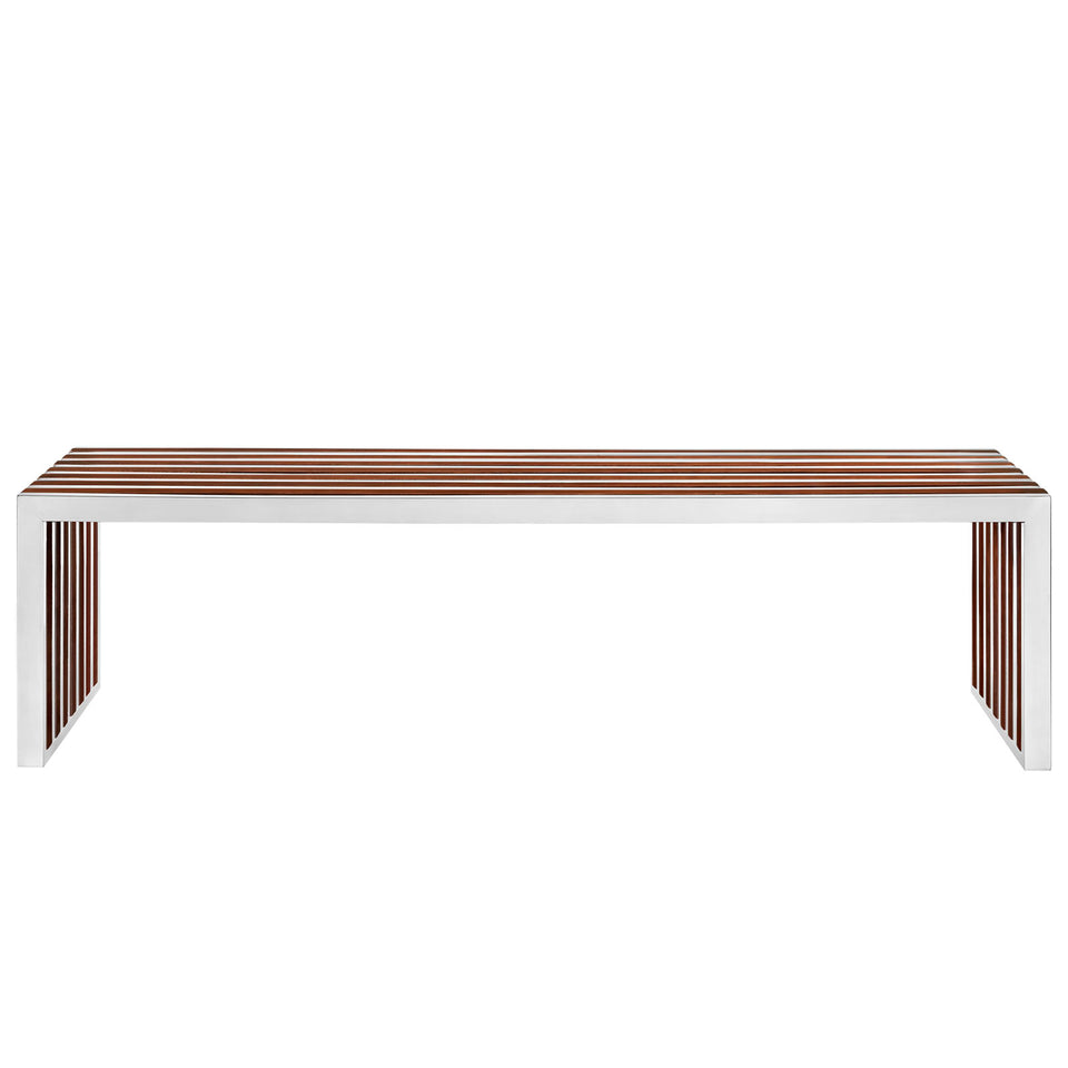 Gridiron Large Wood Inlay Bench in Walnut.
