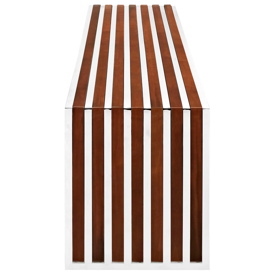 Gridiron Large Wood Inlay Bench in Walnut.