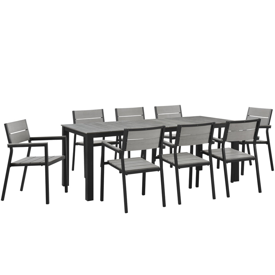 Maine 9 Piece Outdoor Patio Dining Set.