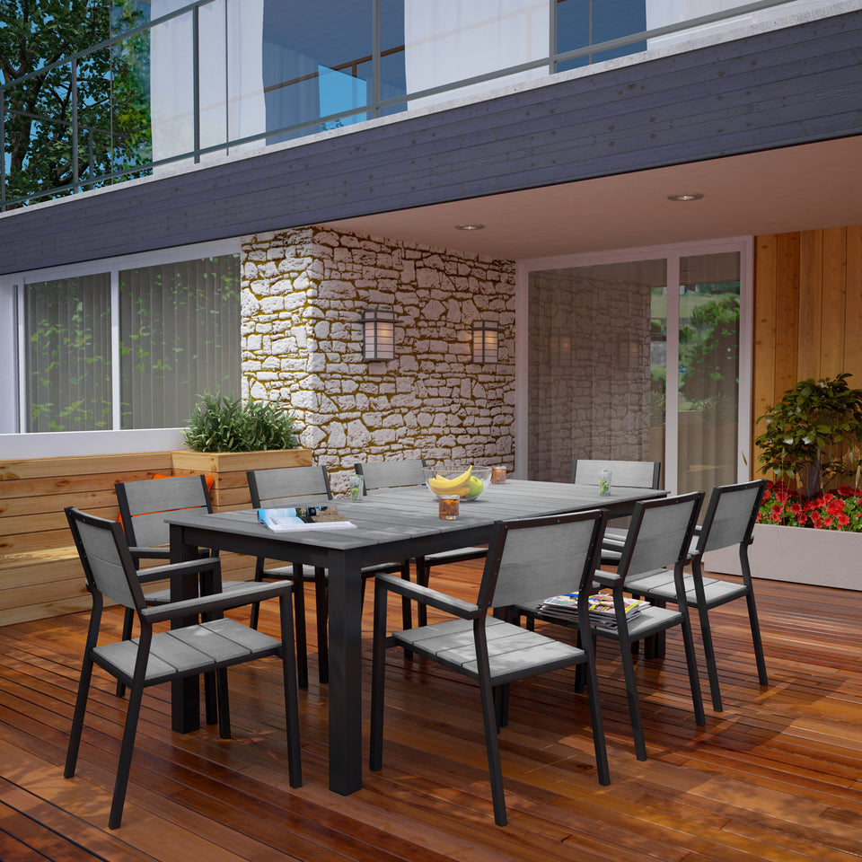 Maine 9 Piece Outdoor Patio Dining Set.