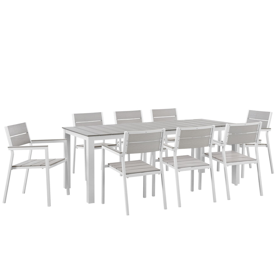 Maine 9 Piece Outdoor Patio Dining Set.
