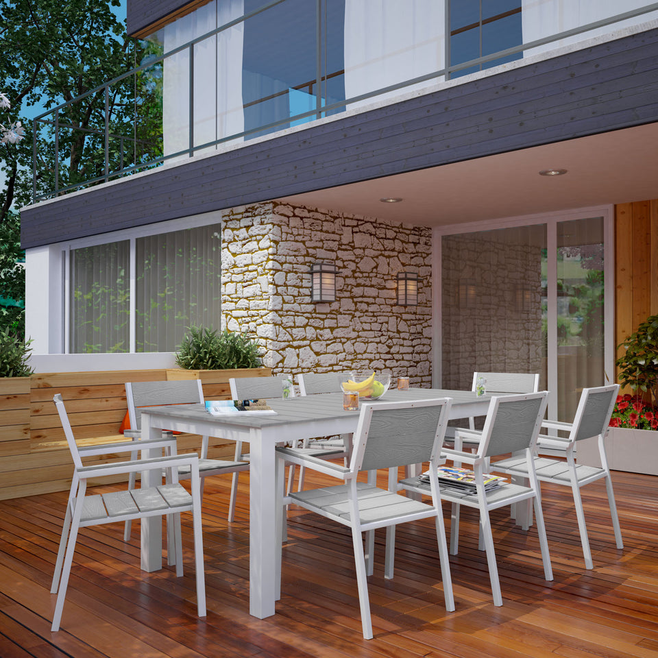 Maine 9 Piece Outdoor Patio Dining Set.
