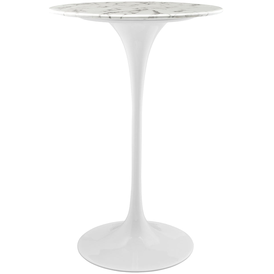 Lippa 28" Round Artificial Marble Bar Table in White.