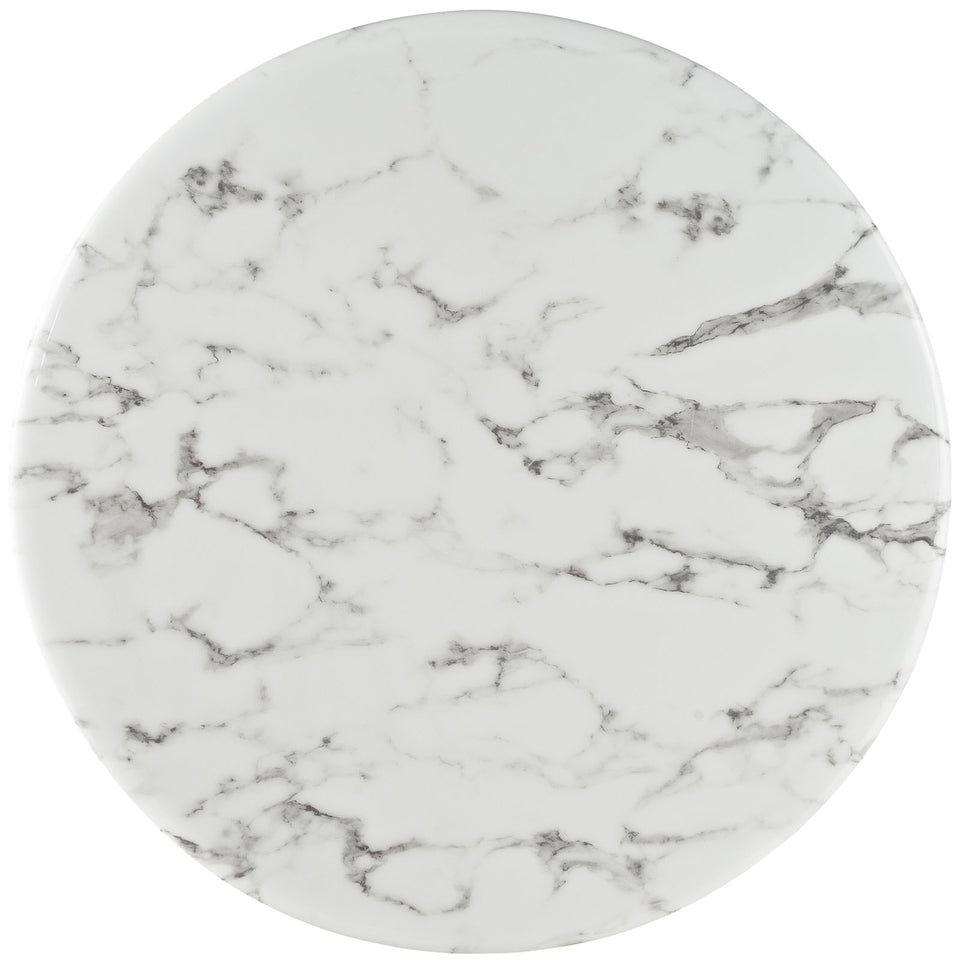 Lippa 28" Round Artificial Marble Bar Table in White.