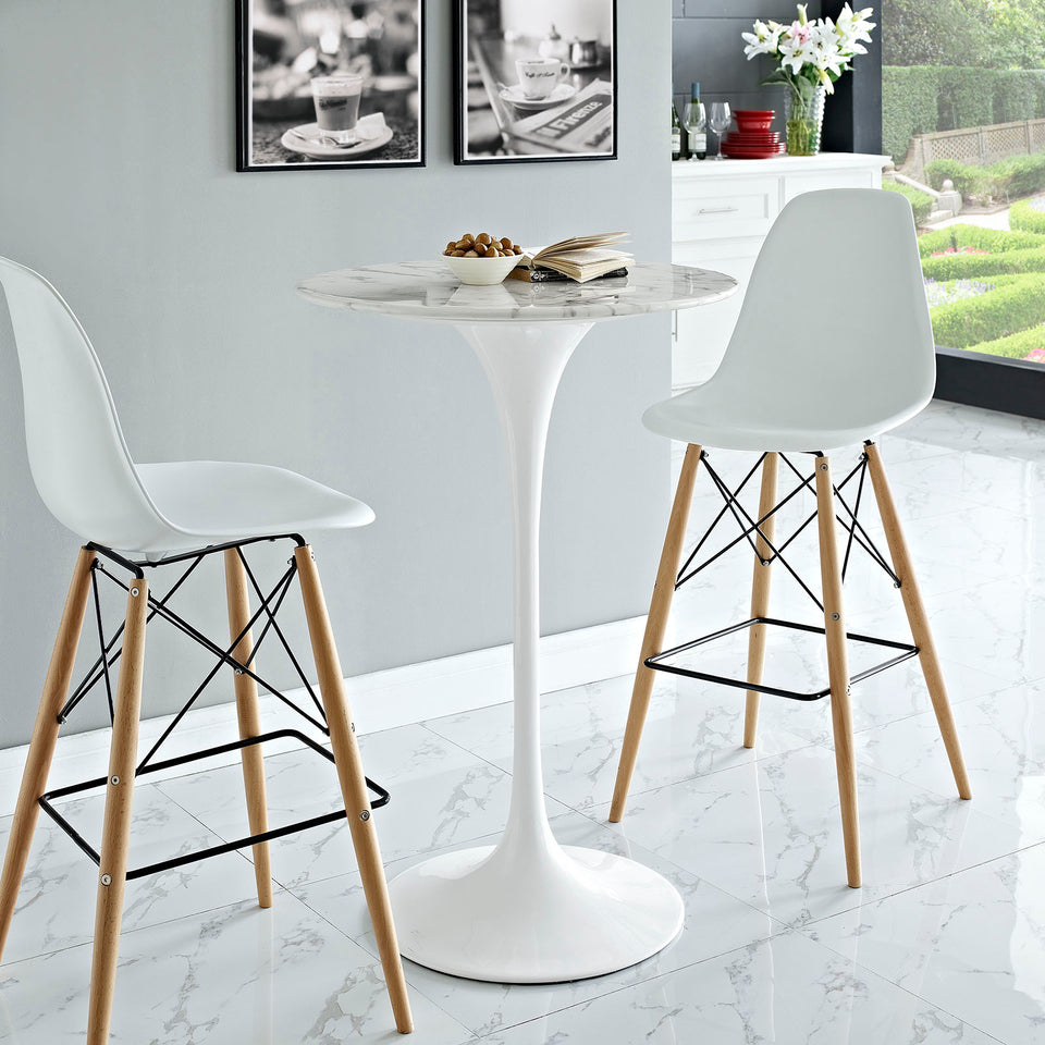 Lippa 28" Round Artificial Marble Bar Table in White.