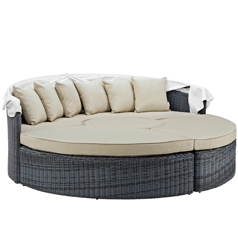 Summon Canopy Outdoor Patio Sunbrella® Daybed in Canvas.