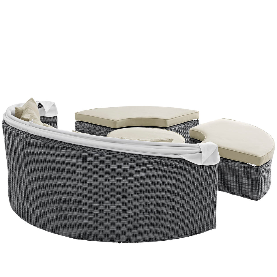 Summon Canopy Outdoor Patio Sunbrella® Daybed in Canvas.