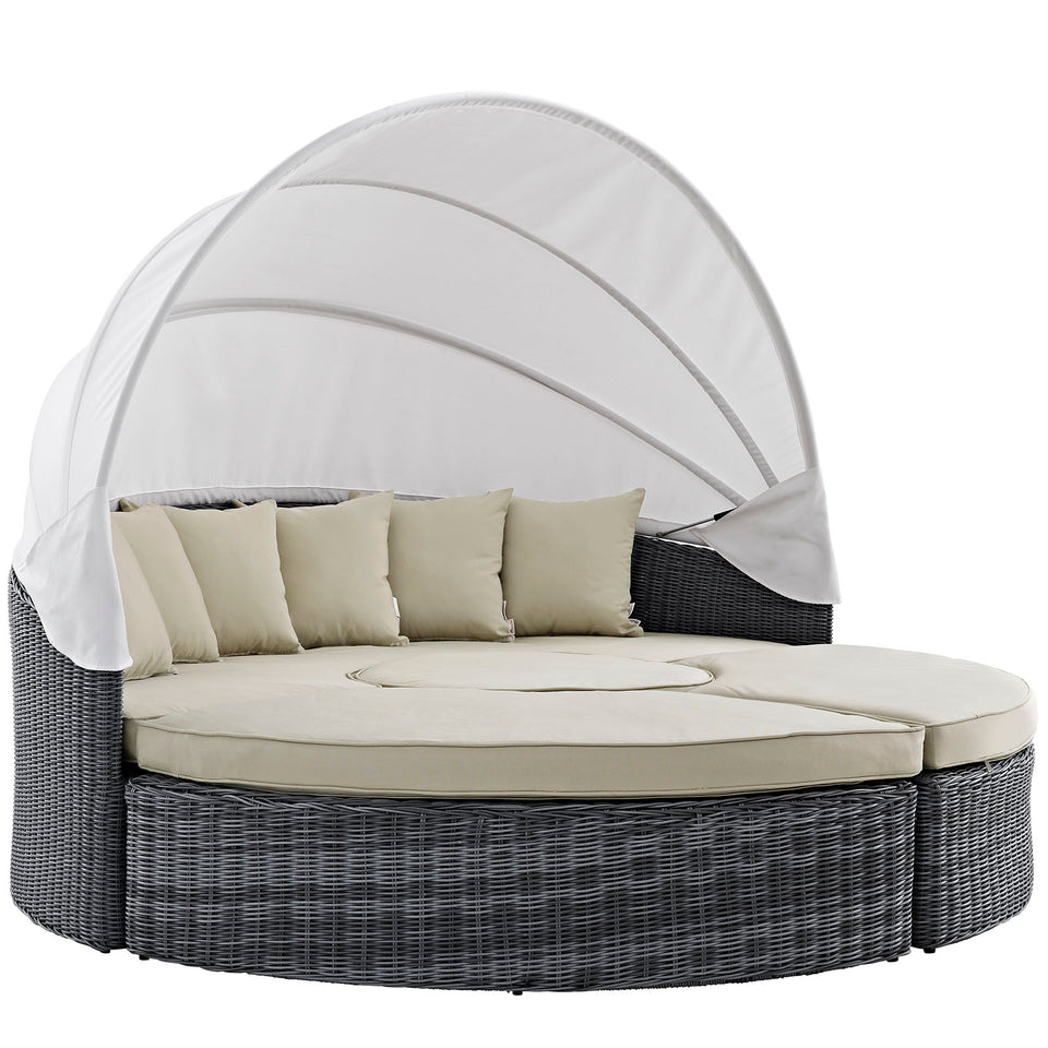 Summon Canopy Outdoor Patio Sunbrella® Daybed in Canvas.