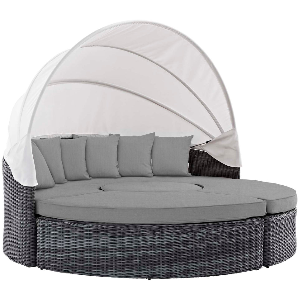 Summon Canopy Outdoor Patio Sunbrella® Daybed in Canvas.