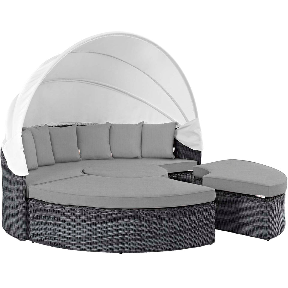 Summon Canopy Outdoor Patio Sunbrella® Daybed in Canvas.