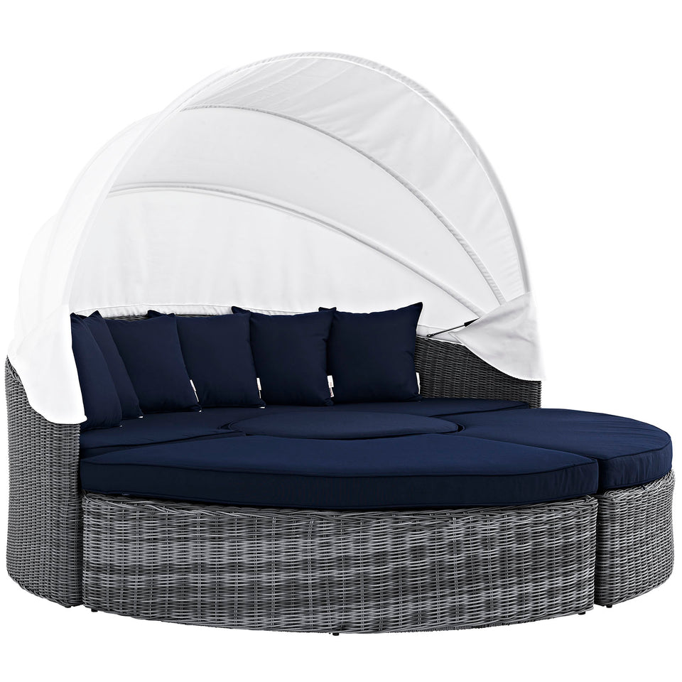 Summon Canopy Outdoor Patio Sunbrella® Daybed in Canvas.