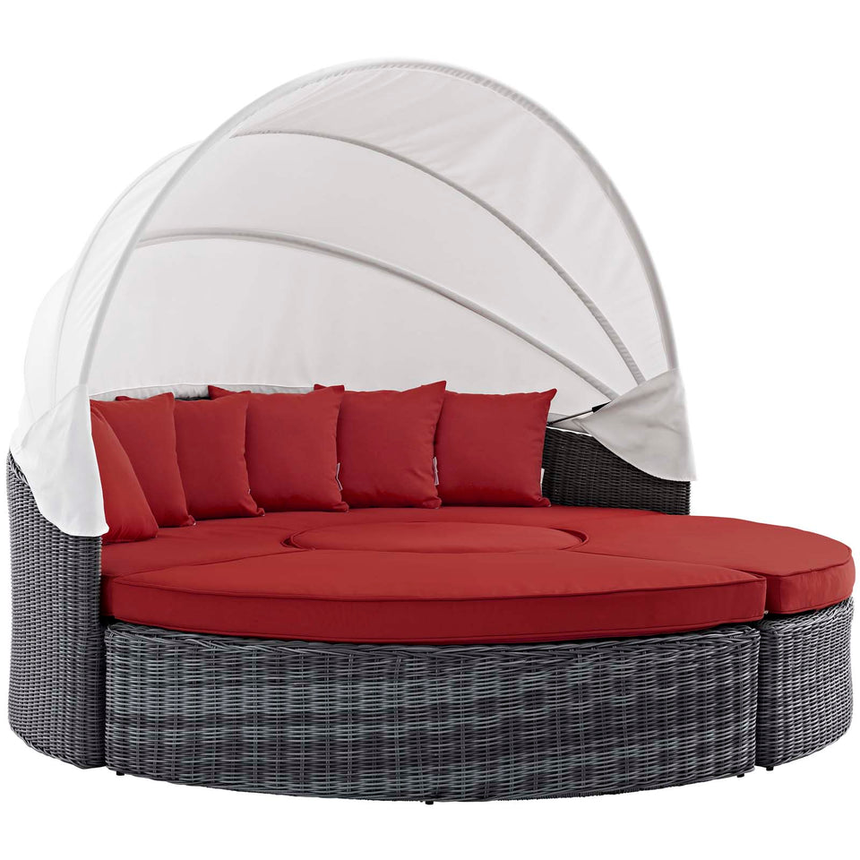 Summon Canopy Outdoor Patio Sunbrella® Daybed in Canvas.
