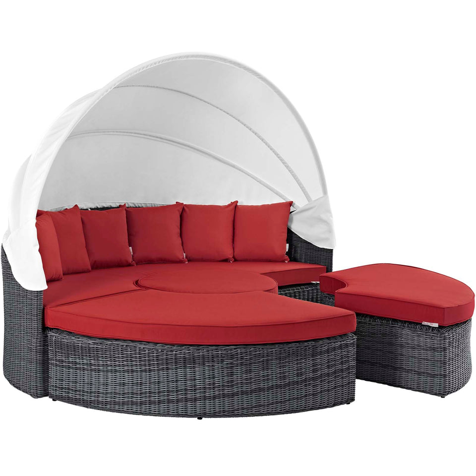 Summon Canopy Outdoor Patio Sunbrella® Daybed in Canvas.