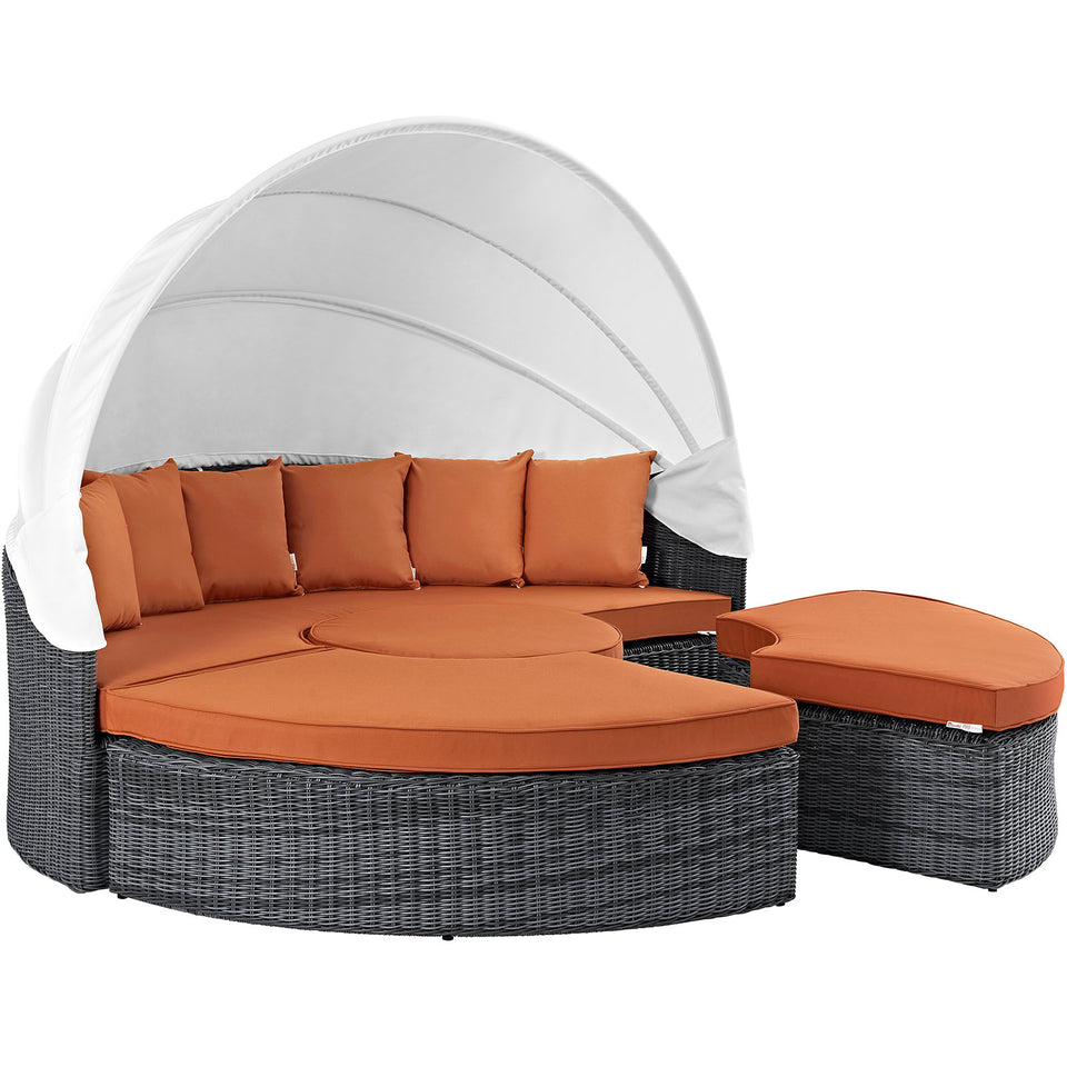 Summon Canopy Outdoor Patio Sunbrella® Daybed in Canvas.