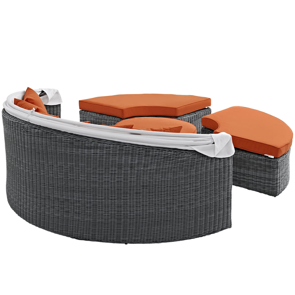 Summon Canopy Outdoor Patio Sunbrella® Daybed in Canvas.
