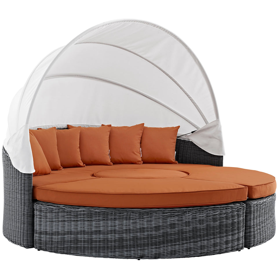 Summon Canopy Outdoor Patio Sunbrella® Daybed in Canvas.