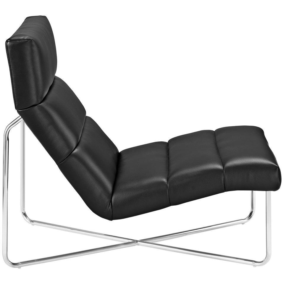 Reach Upholstered Vinyl Lounge Chair in Black.