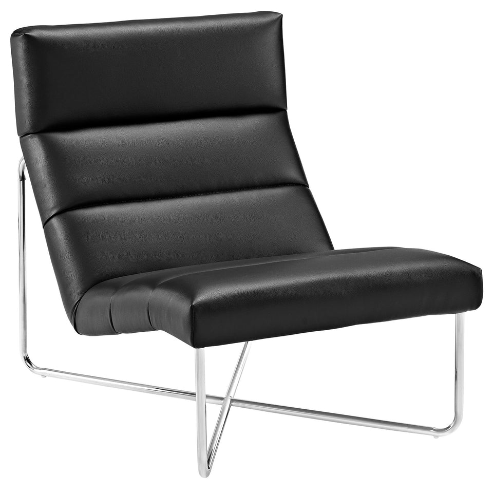 Reach Upholstered Vinyl Lounge Chair in Black.