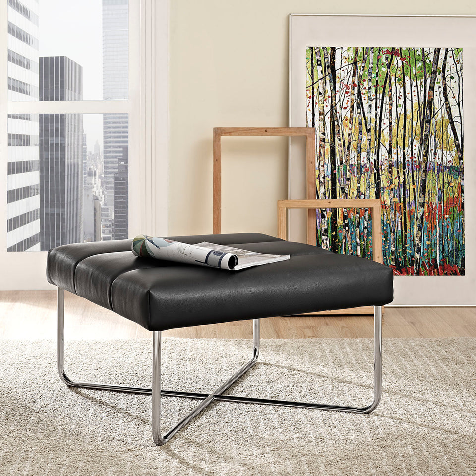 Reach Upholstered Vinyl Ottoman.