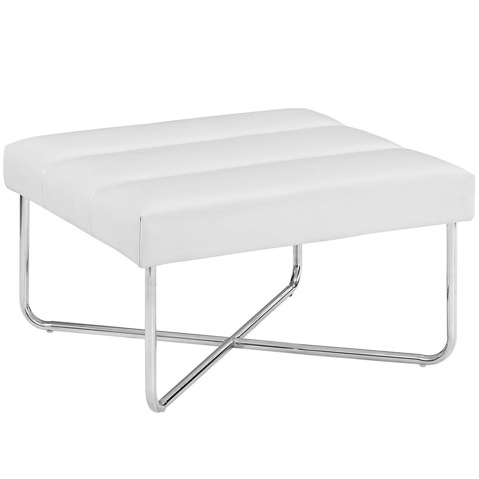 Reach Upholstered Vinyl Ottoman.