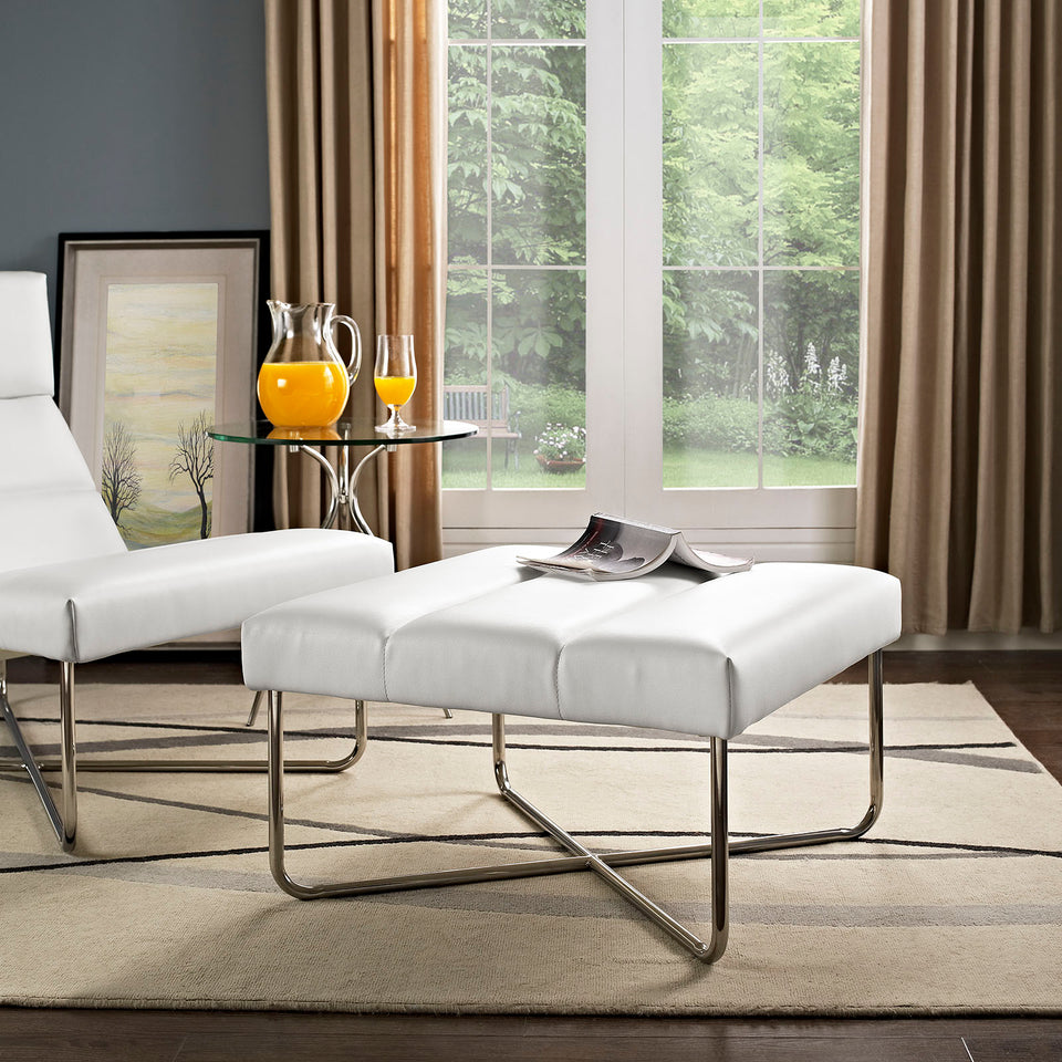 Reach Upholstered Vinyl Ottoman.
