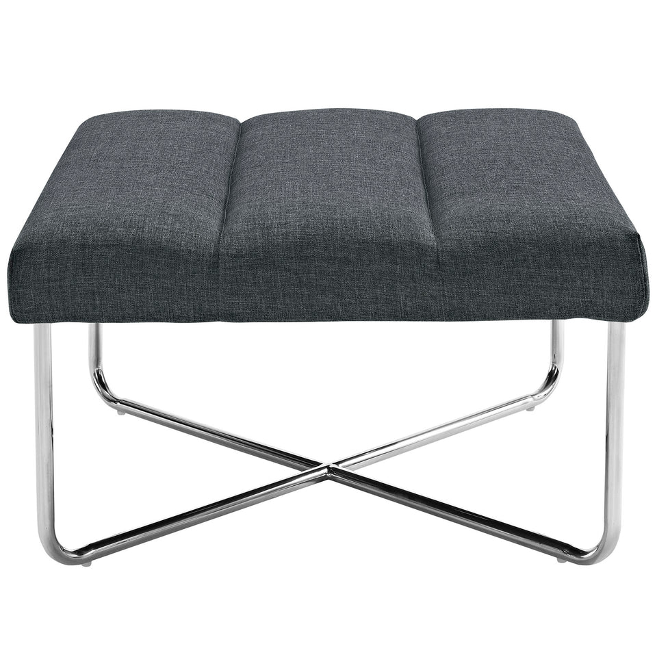 Reach Upholstered Fabric Ottoman in Gray.