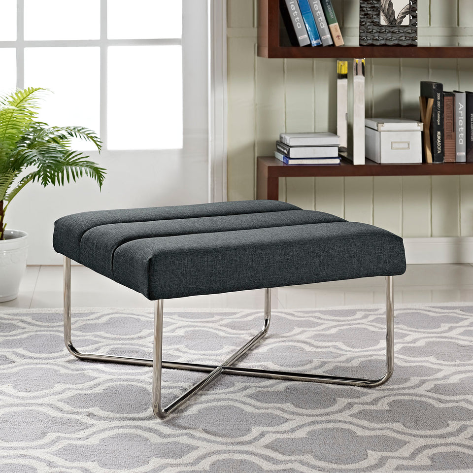 Reach Upholstered Fabric Ottoman in Gray.