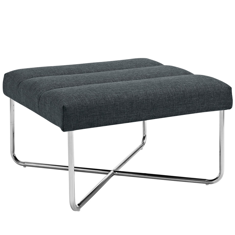 Reach Upholstered Fabric Ottoman in Gray.
