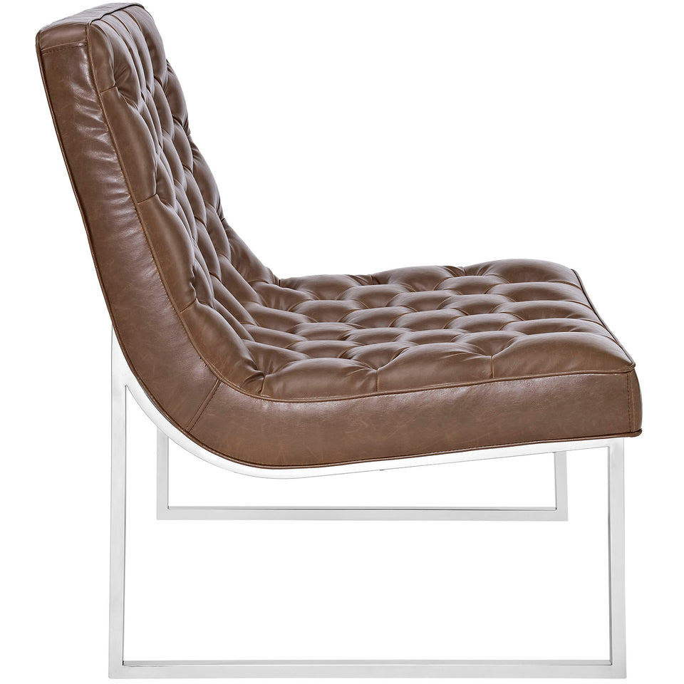 Ibiza Upholstered Vinyl Lounge Chair in Brown.