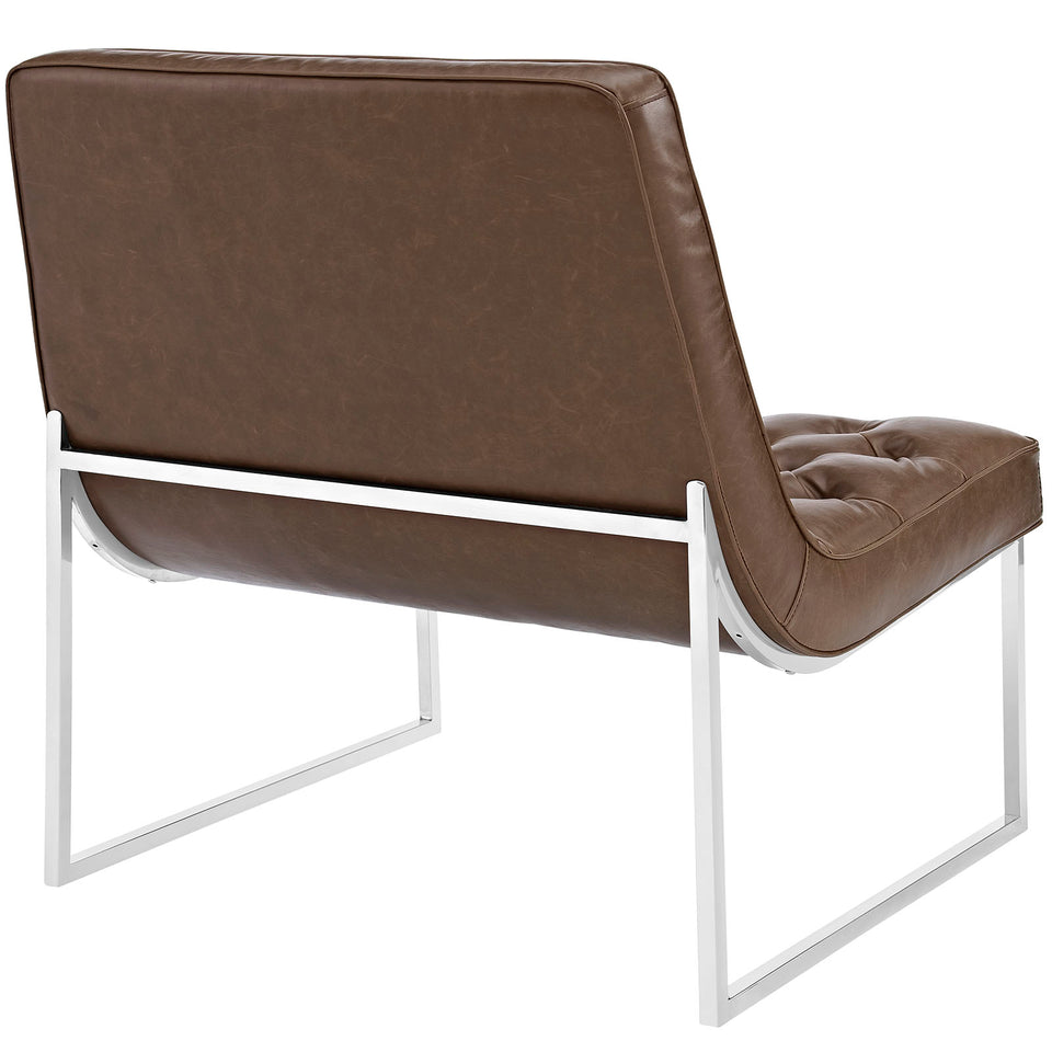 Ibiza Upholstered Vinyl Lounge Chair in Brown.