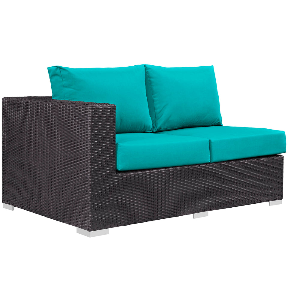 Convene 4 Piece Outdoor Patio Daybed in Espresso Turquoise.