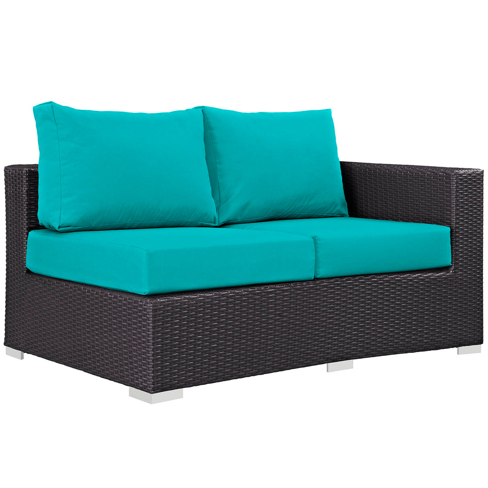 Convene 4 Piece Outdoor Patio Daybed in Espresso Turquoise.