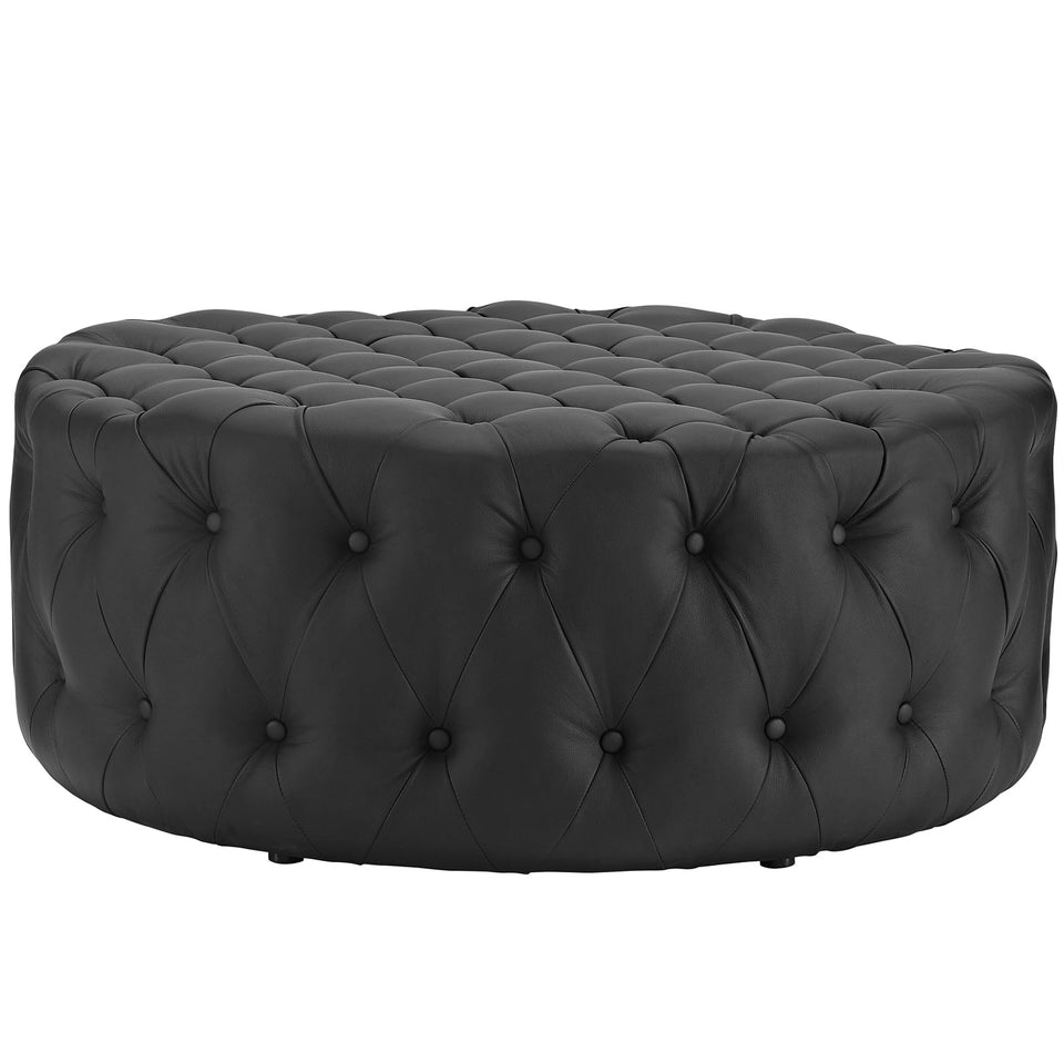 Amour Upholstered Vinyl Ottoman.