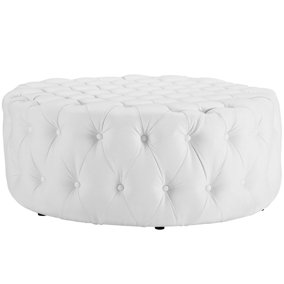Amour Upholstered Vinyl Ottoman.