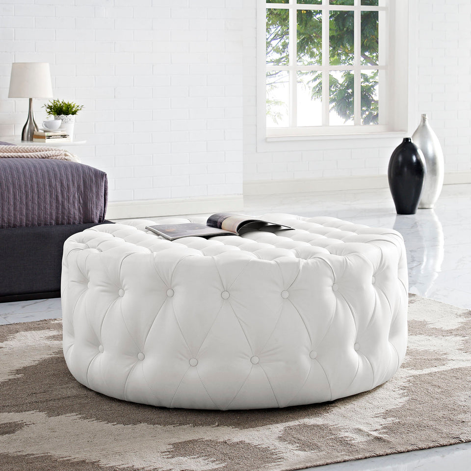 Amour Upholstered Vinyl Ottoman.