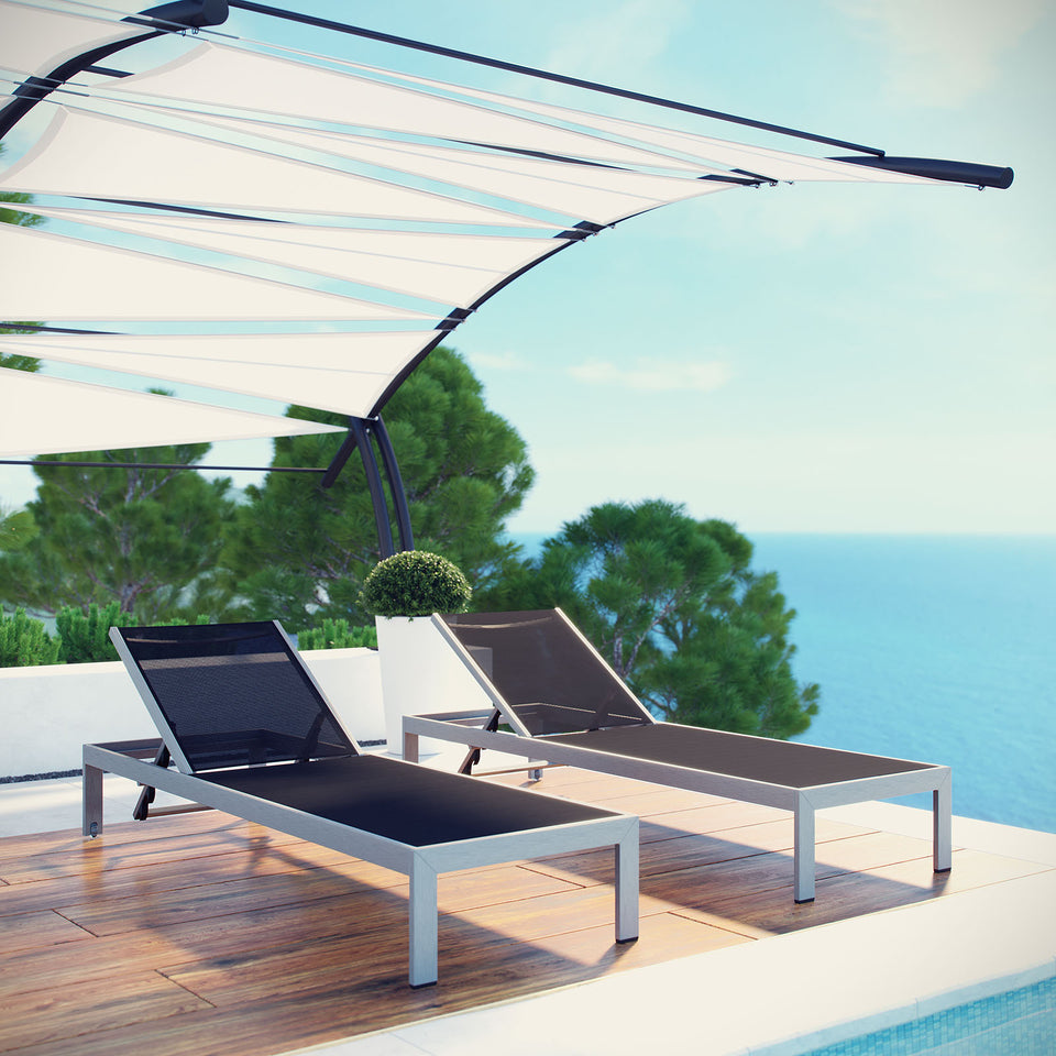 Shore Outdoor Patio Aluminum Mesh Chaise.