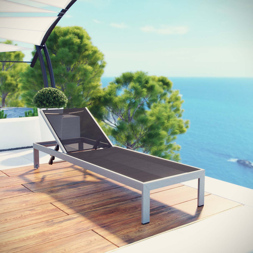 Shore Outdoor Patio Aluminum Mesh Chaise.
