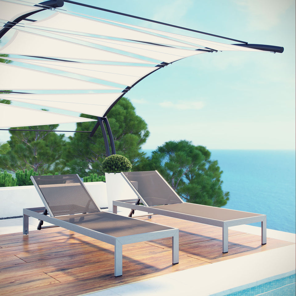 Shore Outdoor Patio Aluminum Mesh Chaise.